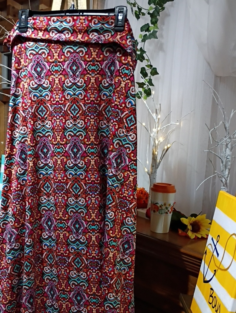 LuLaRoe Red Multi Geometric Maxi Skirt - New